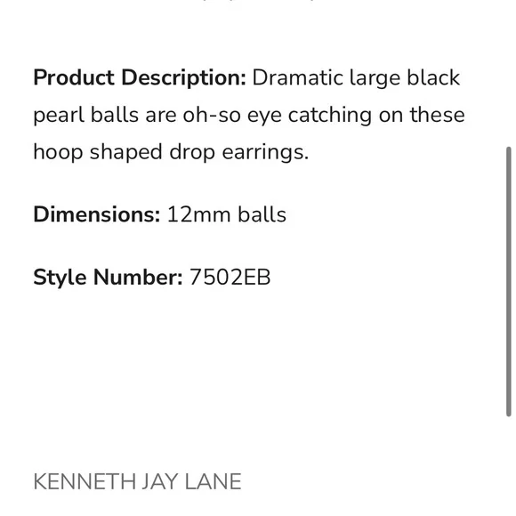 Kenneth Jay Lane Jewelry 12 mm Black Ball Hoop Earrings Retail $50 - Picture 4 of 8